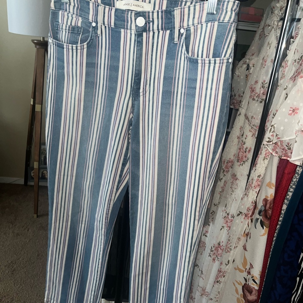 Striped Blue and White Jeans